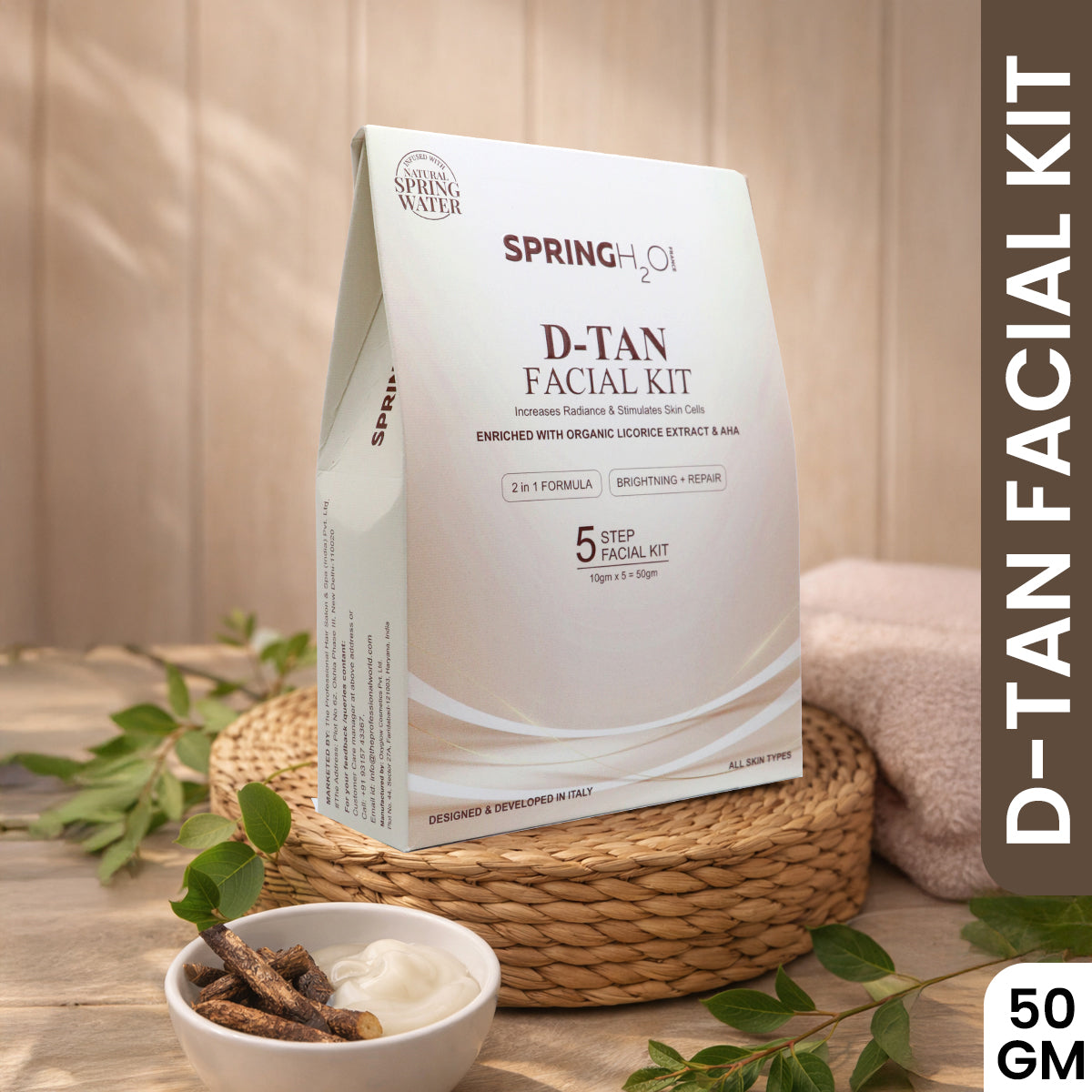 SPRING H2O D-TAN Facial kit & SPF 50 Sunscreen Gel combo