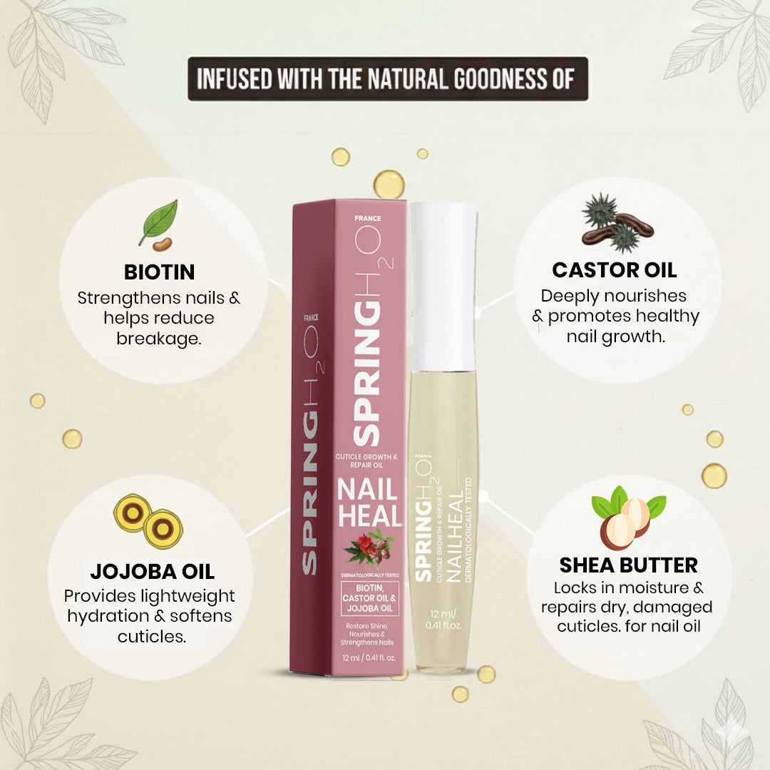 SPRING H2O Nail heal for Cuticle Growth and Repair Oil | Healthier & Faster Nail Growth Oil 12 ml