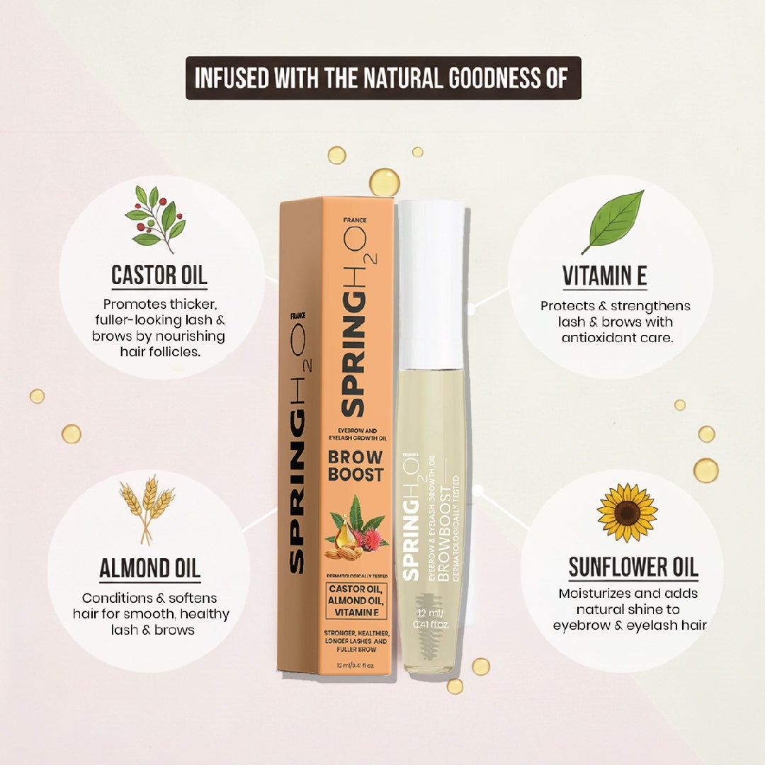 SPRING H2O BrowBoost Eyebrow & Eyelash Growth Oil, Enriched with Natural Ingredients 12 ml