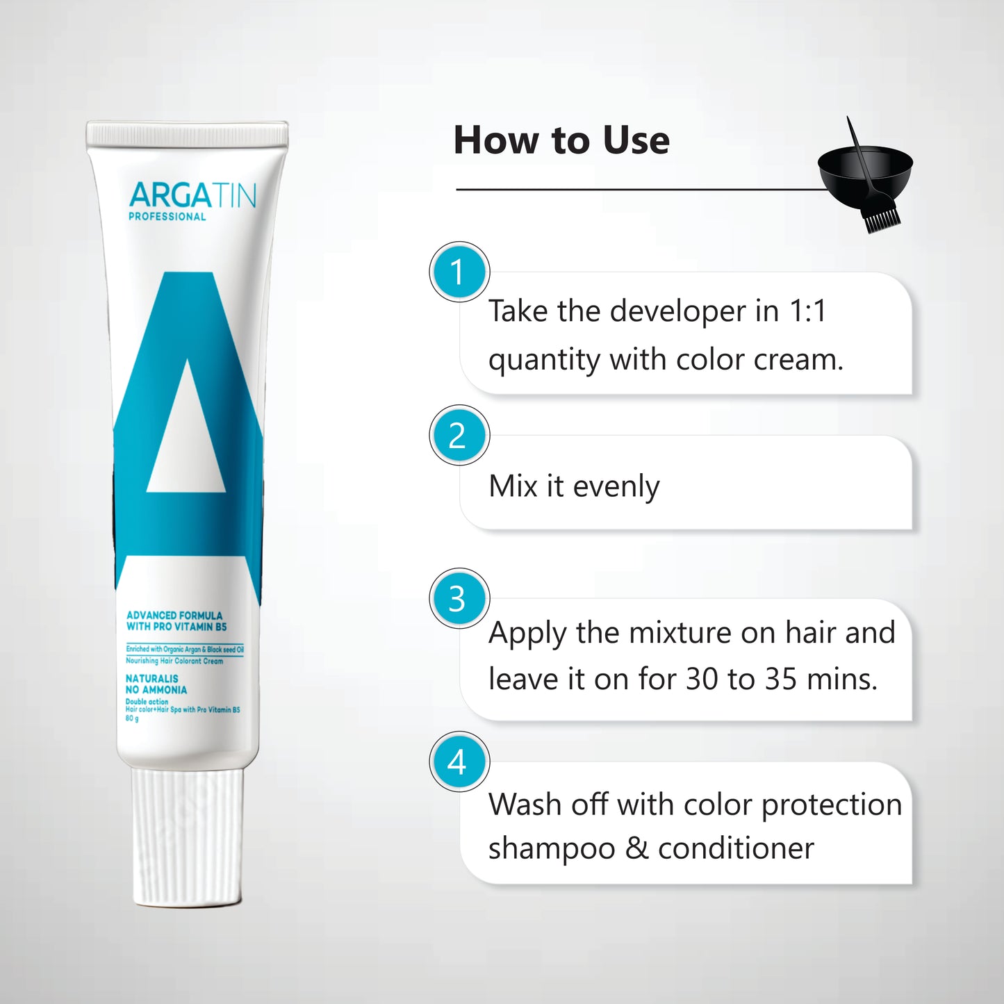 Argatin Professional Naturalis Hair Colourant Cream|80gms |Black