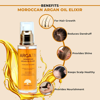 Moroccan Argan Oil Elixir For Dull & Dry Hair 100% Organic - 55ml