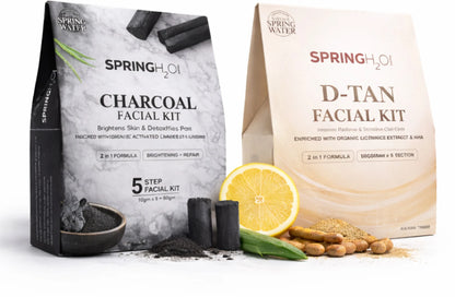 SPRING H2O Charcoal and D-Tan Facial Kit Combo For Men's and Women's All Type skin Solution 100 g (2 x 50 g)