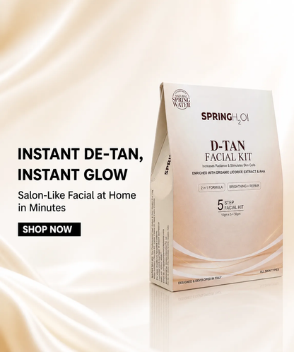 SPRING H2O Facial Kit Combo - D-Tan 50g, Charcoal Facial Kit 60g, & Diamond Facial Kits 60g | Complete Skincare Set for Radiant Skin | All Skin Type