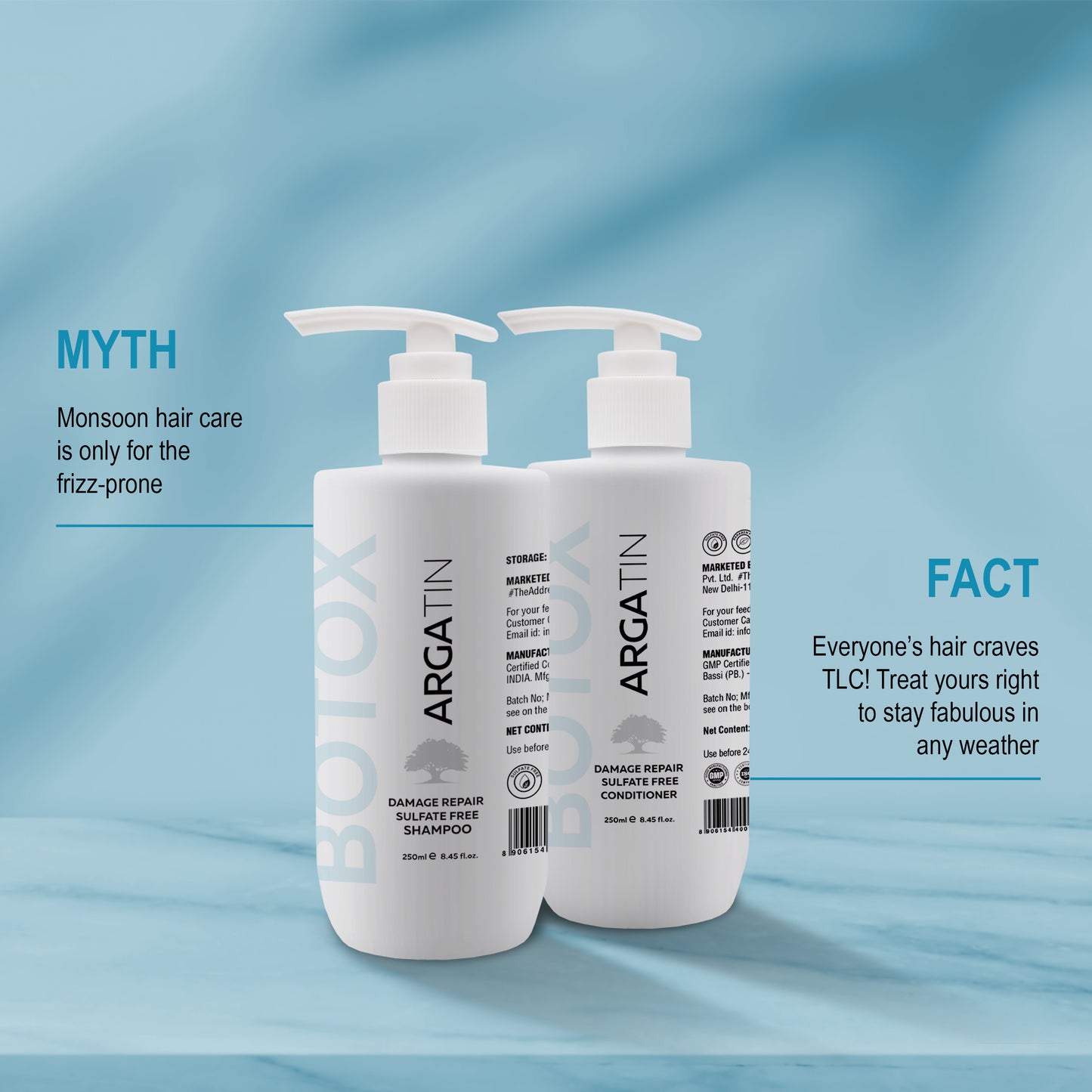 Argatin Damage Repair Sulfate-Free Shampoo and Conditioner Combo (Shampoo 250ml +Conditioner 250ml)