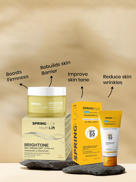 Spring H2O Set Of 2 Youth Lift Brightone Day Cream With Sunscreen Gel - 50 ml Each