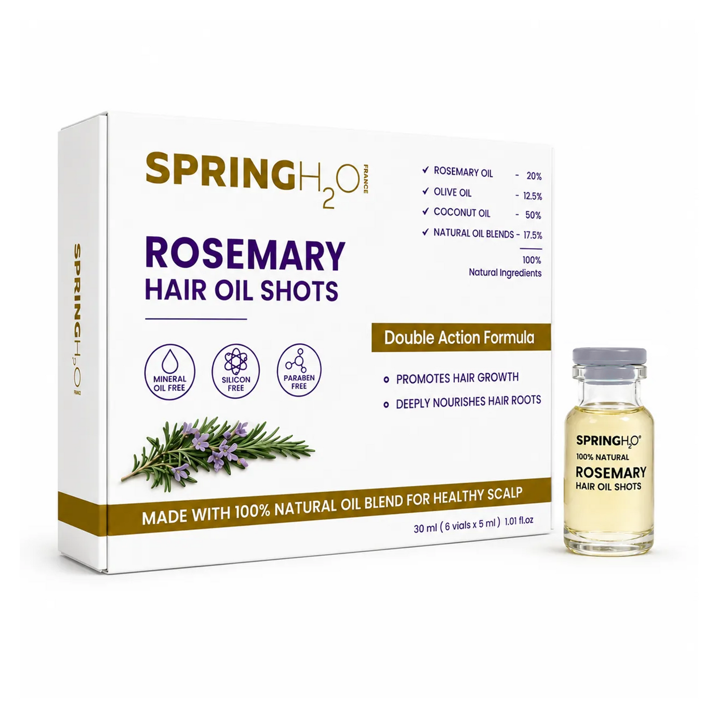 Spring H2O Set Of 6 Rosemary Hair Oil Shots - 5 ml Each