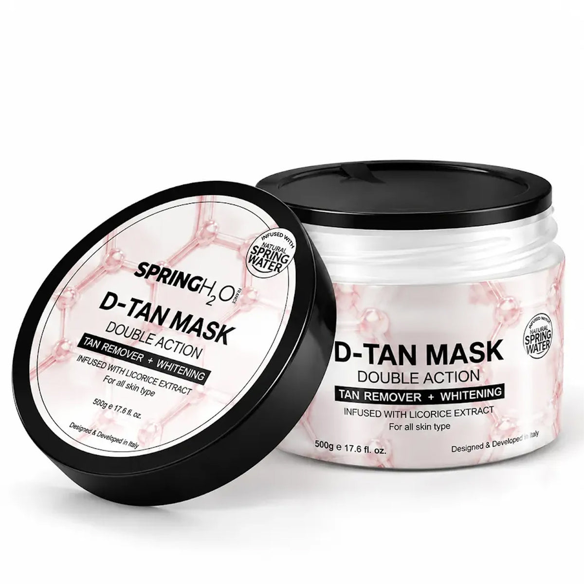 Spring H2O D-Tan Mask 500g double action tan remover and skin brightening mask suitable for all skin types