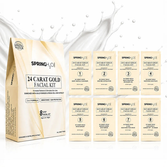 SPRING H2O 24K Gold Facial Kit 50g – 8-Step Brightening & Radiance Facial at Home