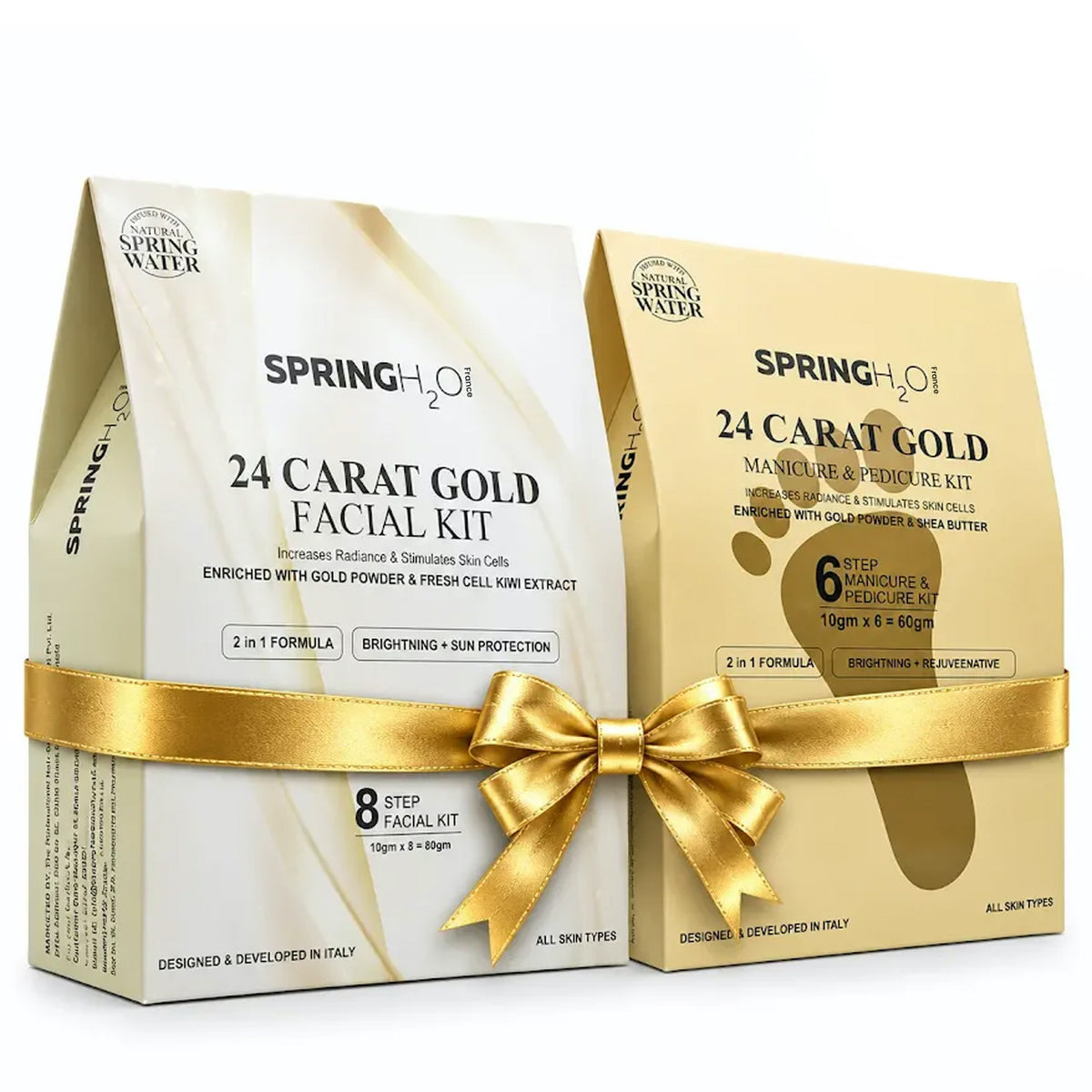SPRING H2O 24K Gold Facial Kit with 24 Carat Gold Manicure & Pedicure Kit Combo for Glowing & Radiant Skin | Complete Gold Beauty Care Kit