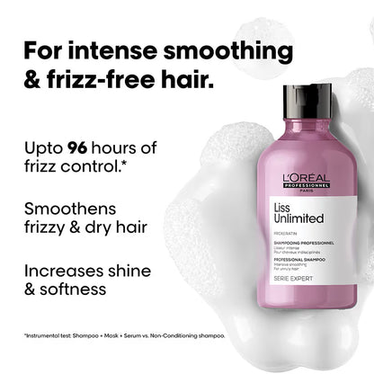 L'Oreal Professionnel Liss Unlimited Shampoo For Frizzy & Unruly Hair With Pro-Keratin (300ml)