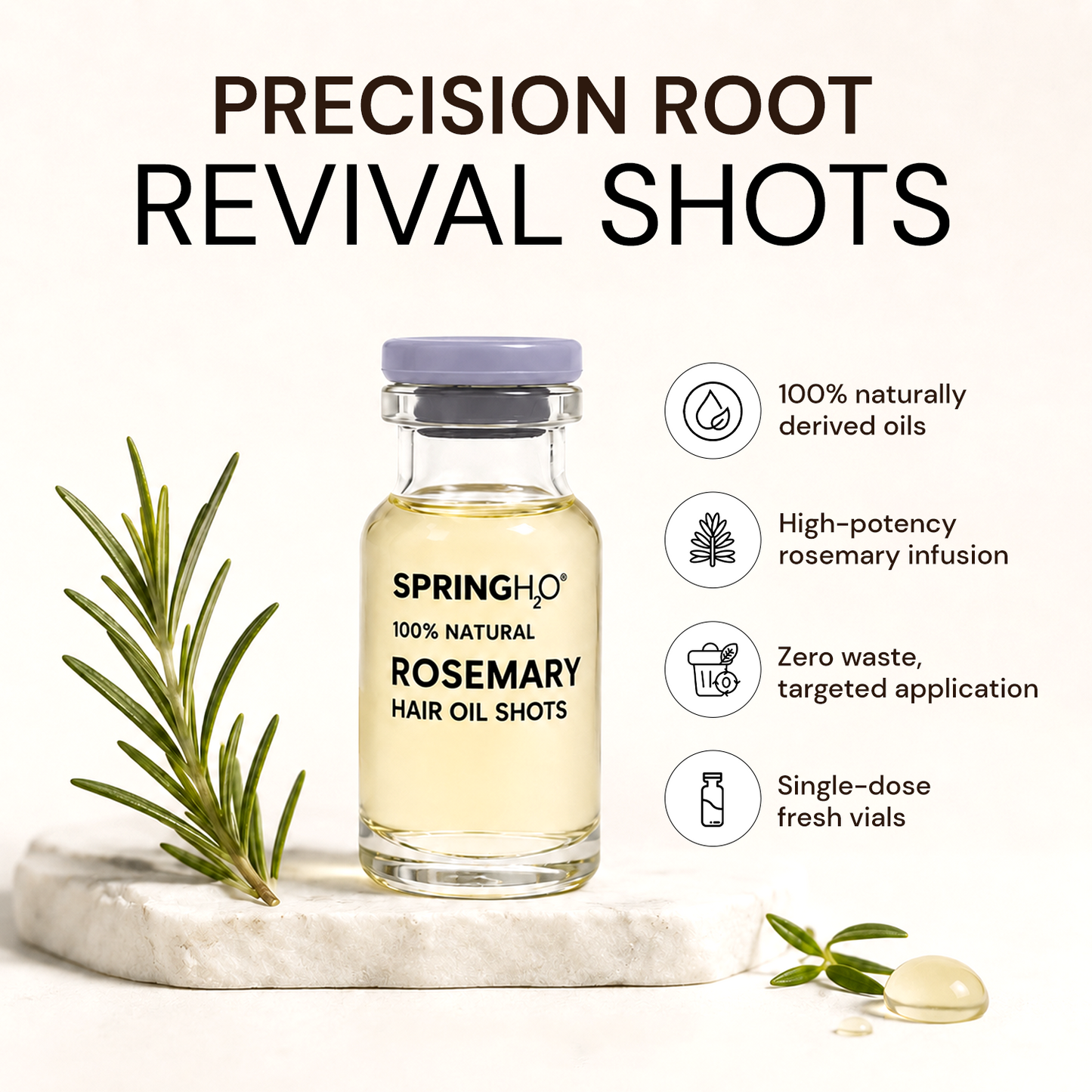 Spring H2O Set Of 6 Rosemary Hair Oil Shots - 5 ml Each