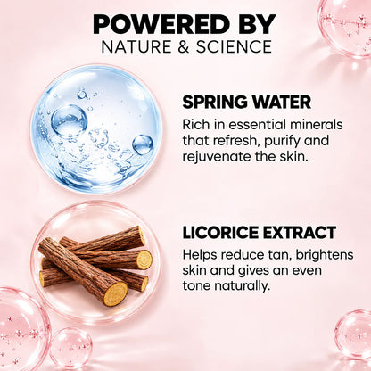 Spring H2O D-Tan Mask with natural spring water and licorice extract for effective tan removal and brighter, even-looking skin