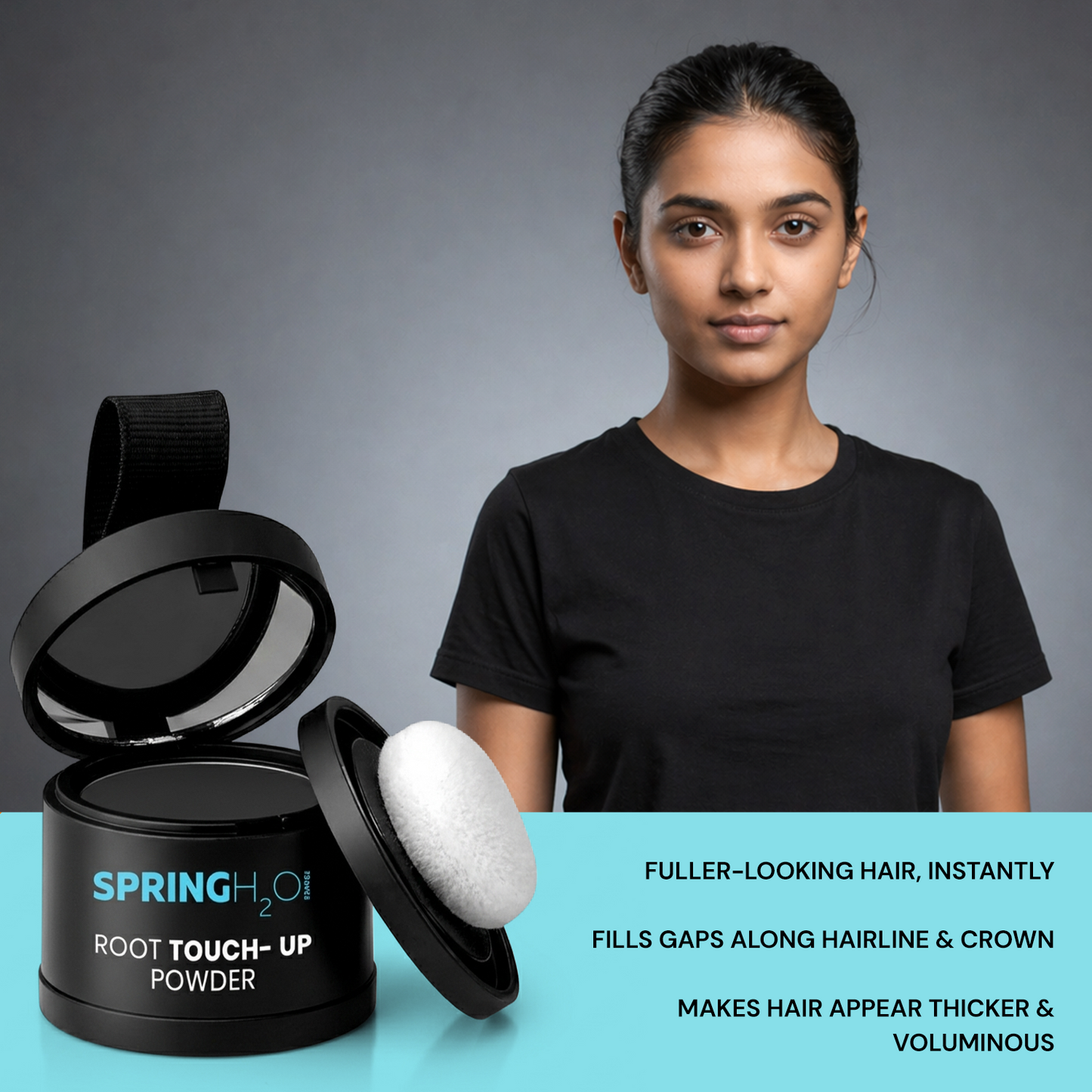 SPRING H2O Root Touch Up Powder for Grey Roots & Bald Spots, Long-Lasting & Smudge-Proof 4 GM