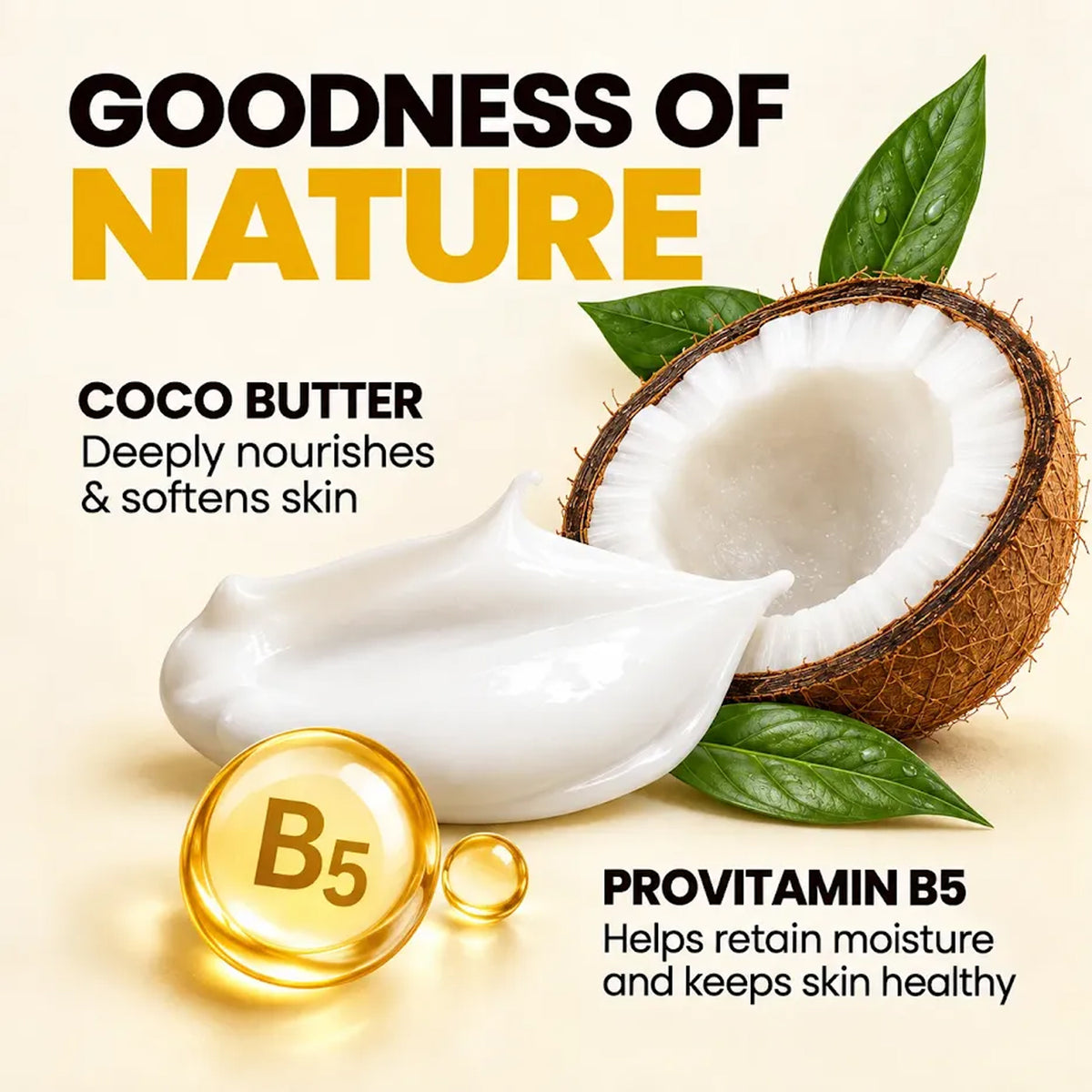 Spring H2O Coco Malai Body Lotion with Coco Butter and ProVitamin B5 for deep nourishment, moisture retention and soft healthy skin