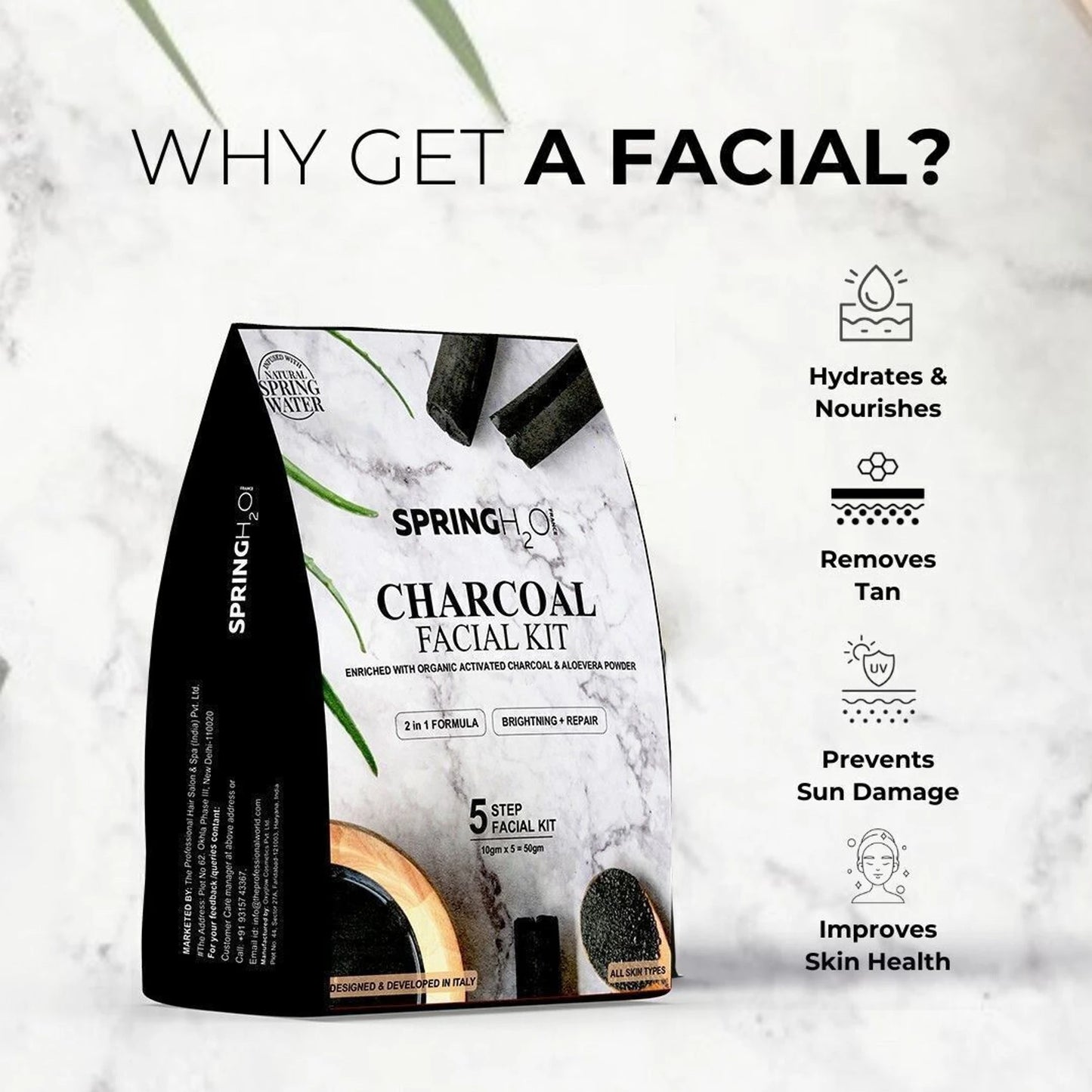 Spring H2O Complete D-Tan & Charcoal Facial Combo Pack with D-Tan Mask