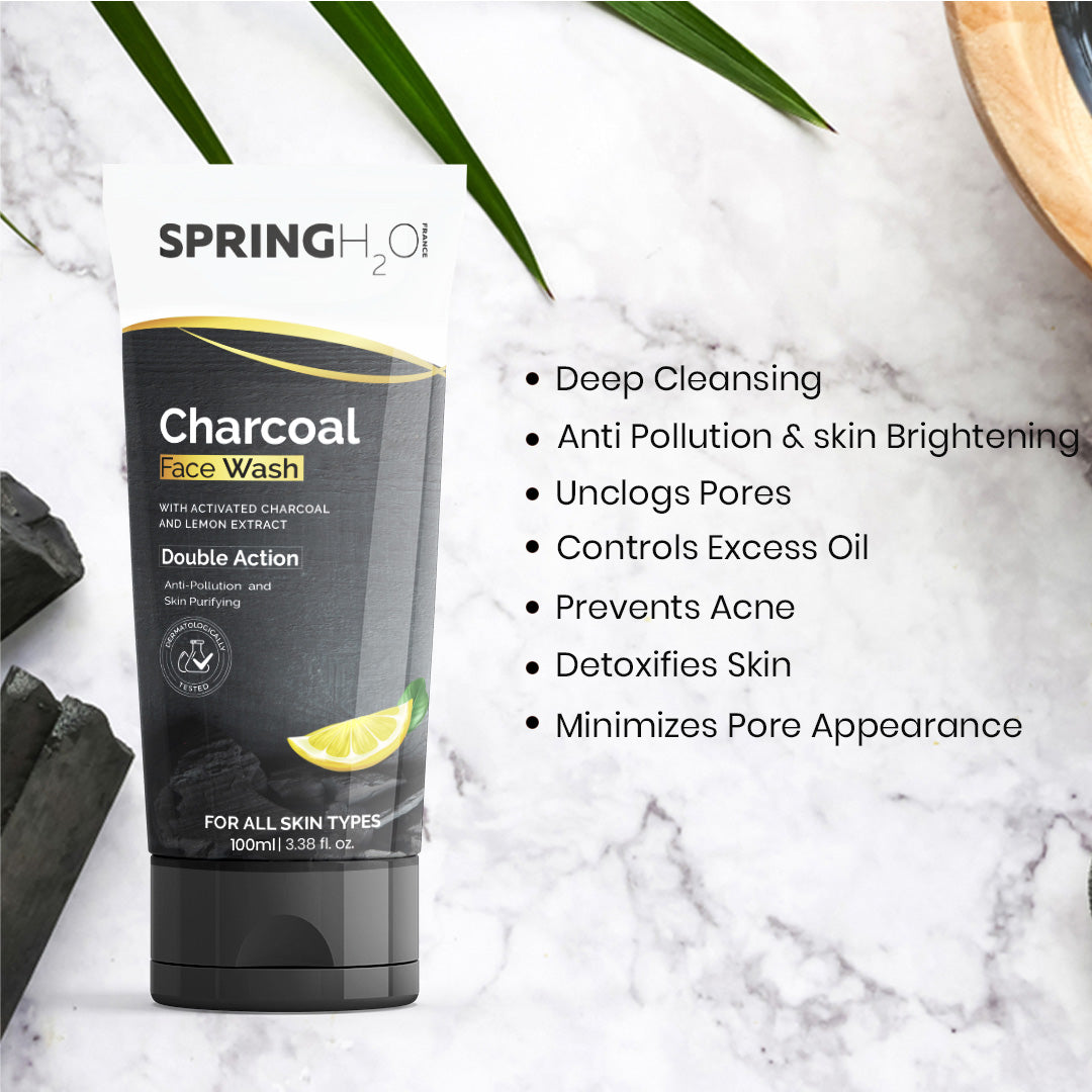 SPRING H2O Rice Water & Charcoal Face Wash Combo (200 ml)