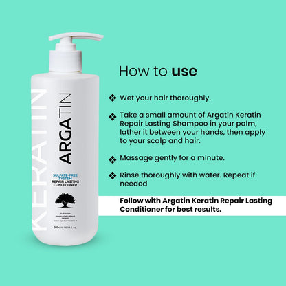 ARGATIN Keratin Treated Repair Lasting Sulphate free Conditioner for Dry and Damaged Hair | Daily Use (Conditioner 500ml)