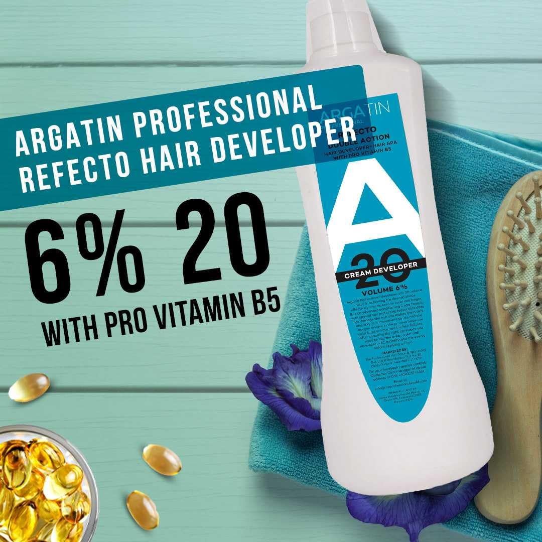 Argatin Professional "Developer 6% 20 Volume" Refecto & Darkest brown refcto color tube