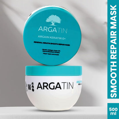 Argatin Keratin O+ Repair Hair Mask 500ml | Deep Conditioning Treatment for Dry, Damaged & Frizzy Hair | With Argan Oil, Collagen & Macadamia | Sulfate-Free | Restores Shine, Strength & Smoothness