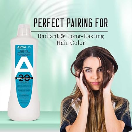 Argatin Professional Refecto Hair Color Developer 20 Volume (6%) – Cream Developer with Pro Vitamin B5 – Double Action Formula for Rich, Long-Lasting Hair Colour – 1000ml