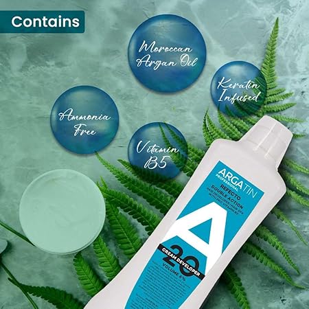 Argatin Professional Refecto Hair Color Developer 20 Volume (6%) – Cream Developer with Pro Vitamin B5 – Double Action Formula for Rich, Long-Lasting Hair Colour – 1000ml