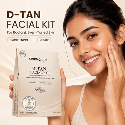 SPRING H2O D-TAN Facial Kit 55g | 5 Step Facial Kit at Home for Tan Removal, Brightening & Glowing Skin