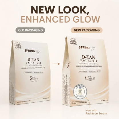 SPRING H2O D-TAN Facial Kit 55g | 5 Step Facial Kit at Home for Tan Removal, Brightening & Glowing Skin