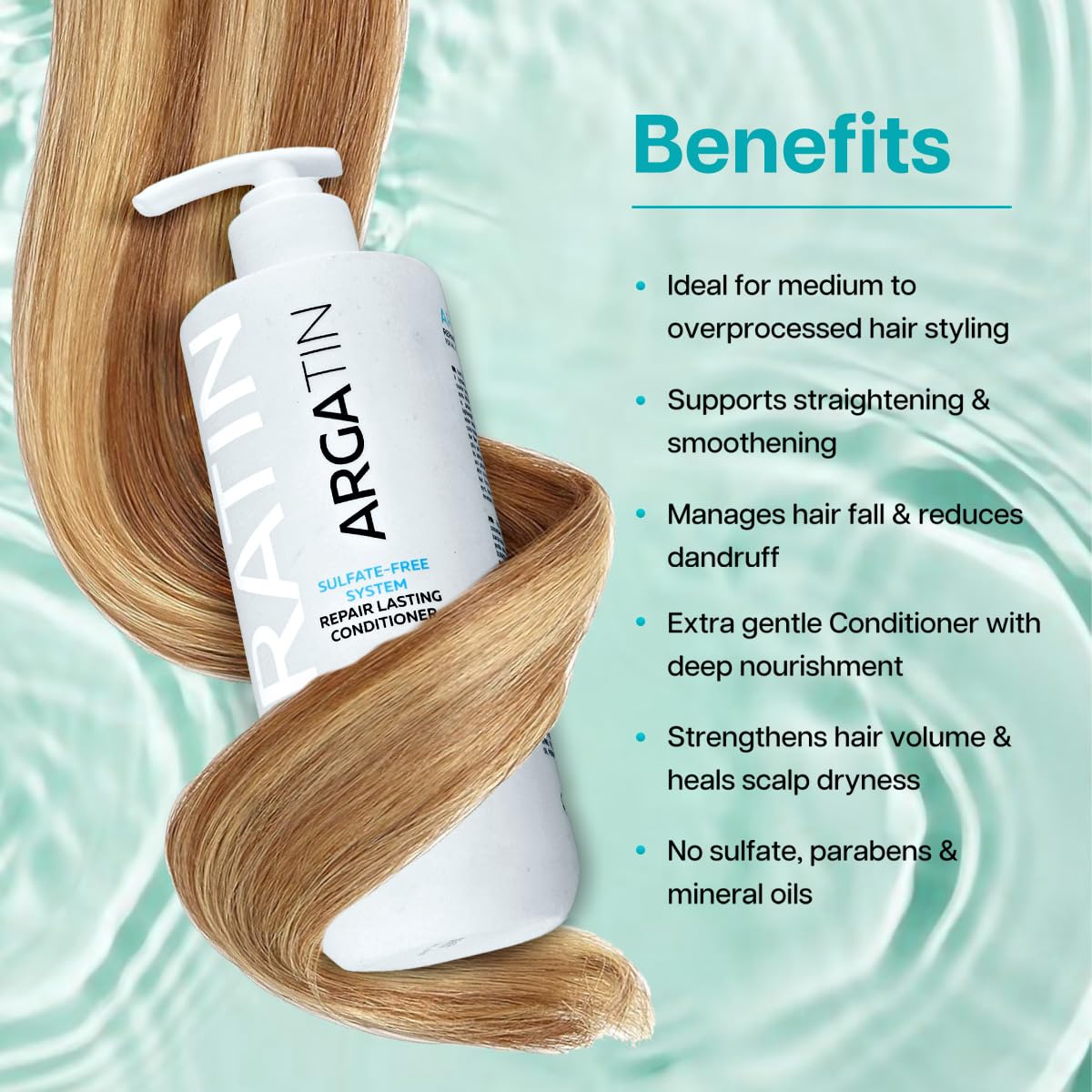 ARGATIN Keratin Treated Repair Lasting Sulphate free Conditioner for Dry and Damaged Hair | Daily Use (Conditioner 500ml)