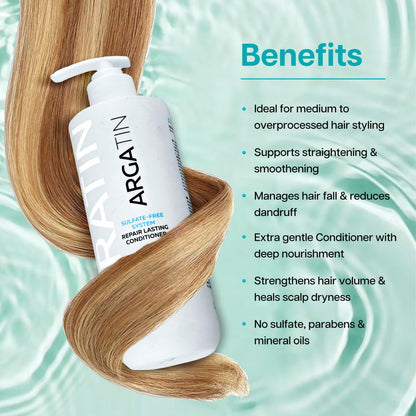 ARGATIN Keratin Treated Repair Lasting Sulphate free Conditioner for Dry and Damaged Hair | Daily Use (Conditioner 500ml)