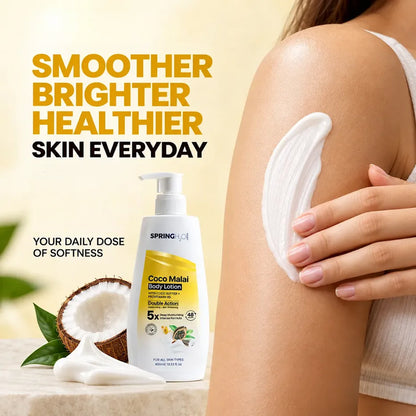 Spring H2O Coco Malai Body Lotion with Coco Butter and Pro Vitamin B5 for smooth, moisturized and brighter-looking skin