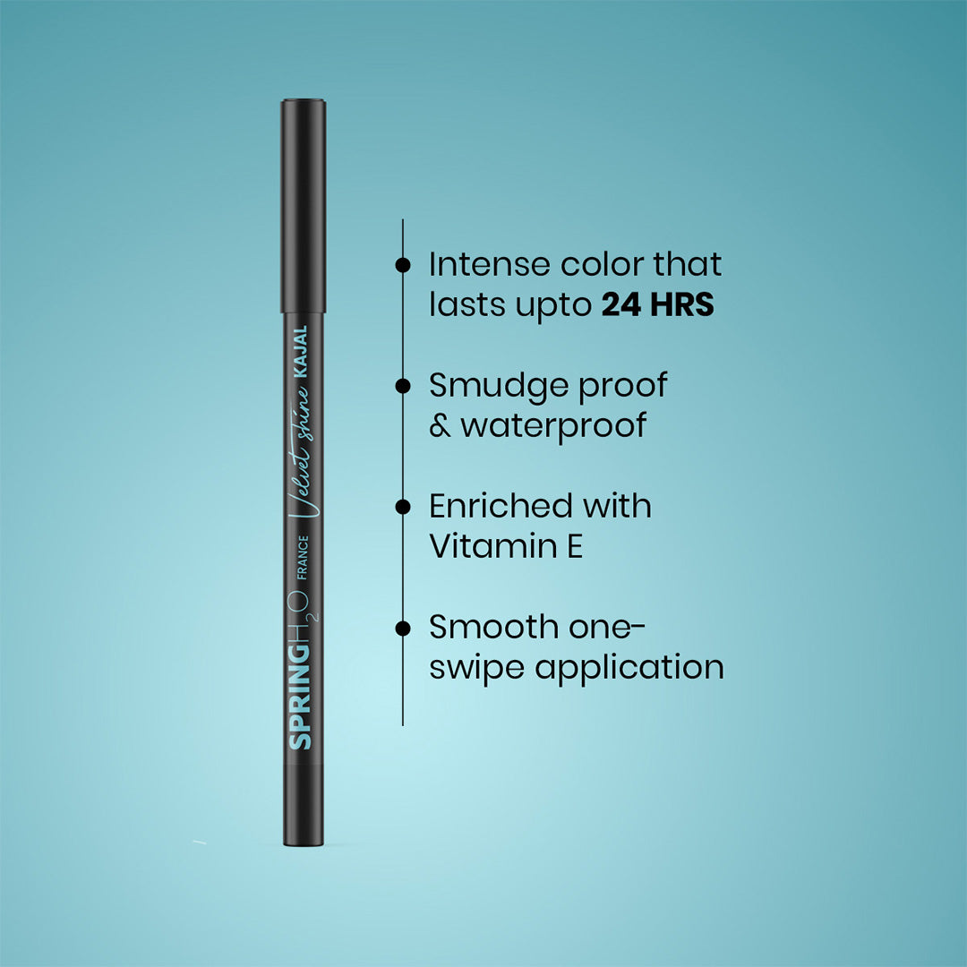 Spring H2O Velvet Shine Kajal Intense Black with Free Sharpener - 1.5gm