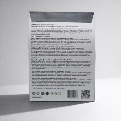 SPRING H2O Charcoal Facial Kit 50 gm 2 in 1 Formula Brightning+Repair 5 Step Pack of 2