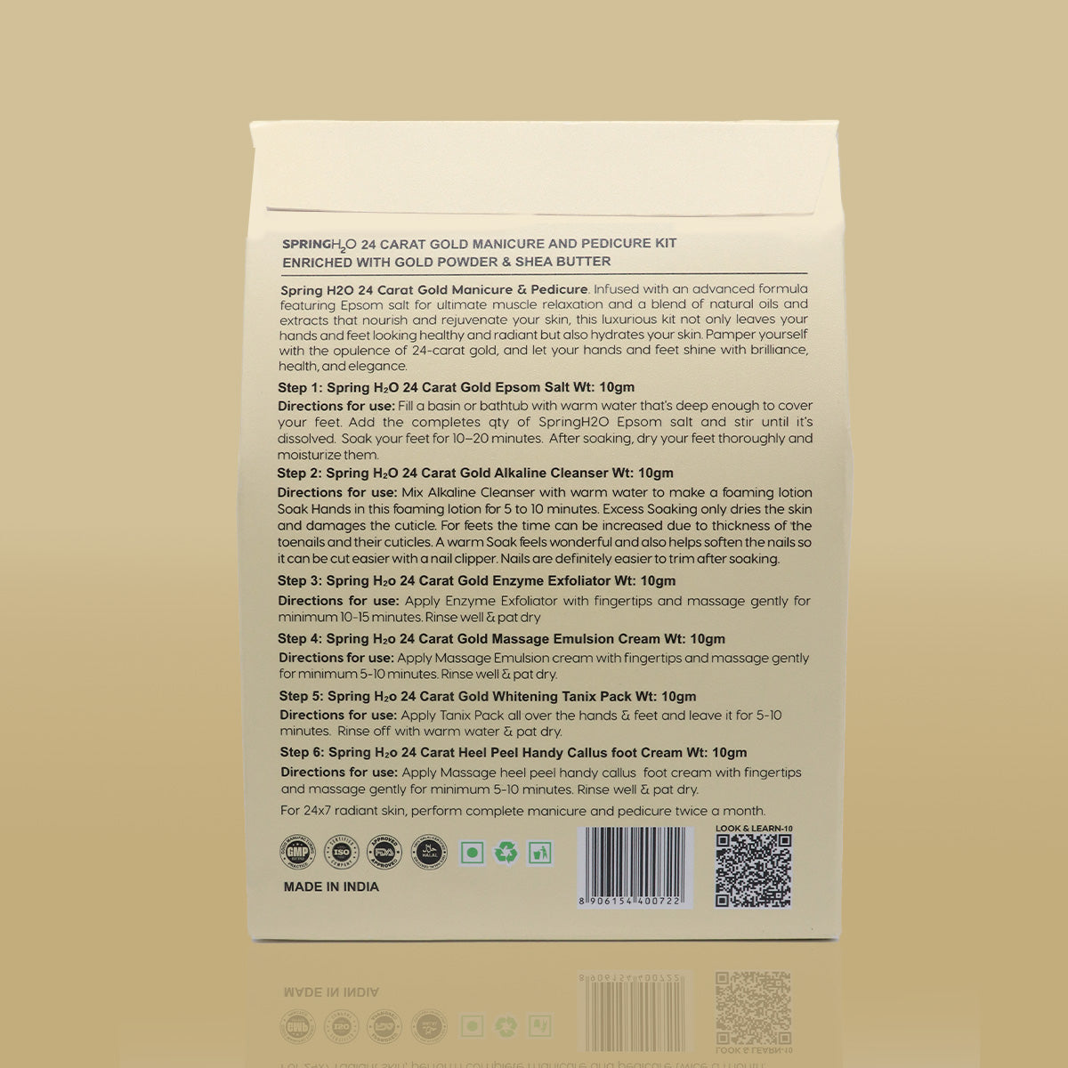 SPRING H2O 24 Carat Gold Manicure & Pedicure Kit Increase Radiance and Stimulates skin cells