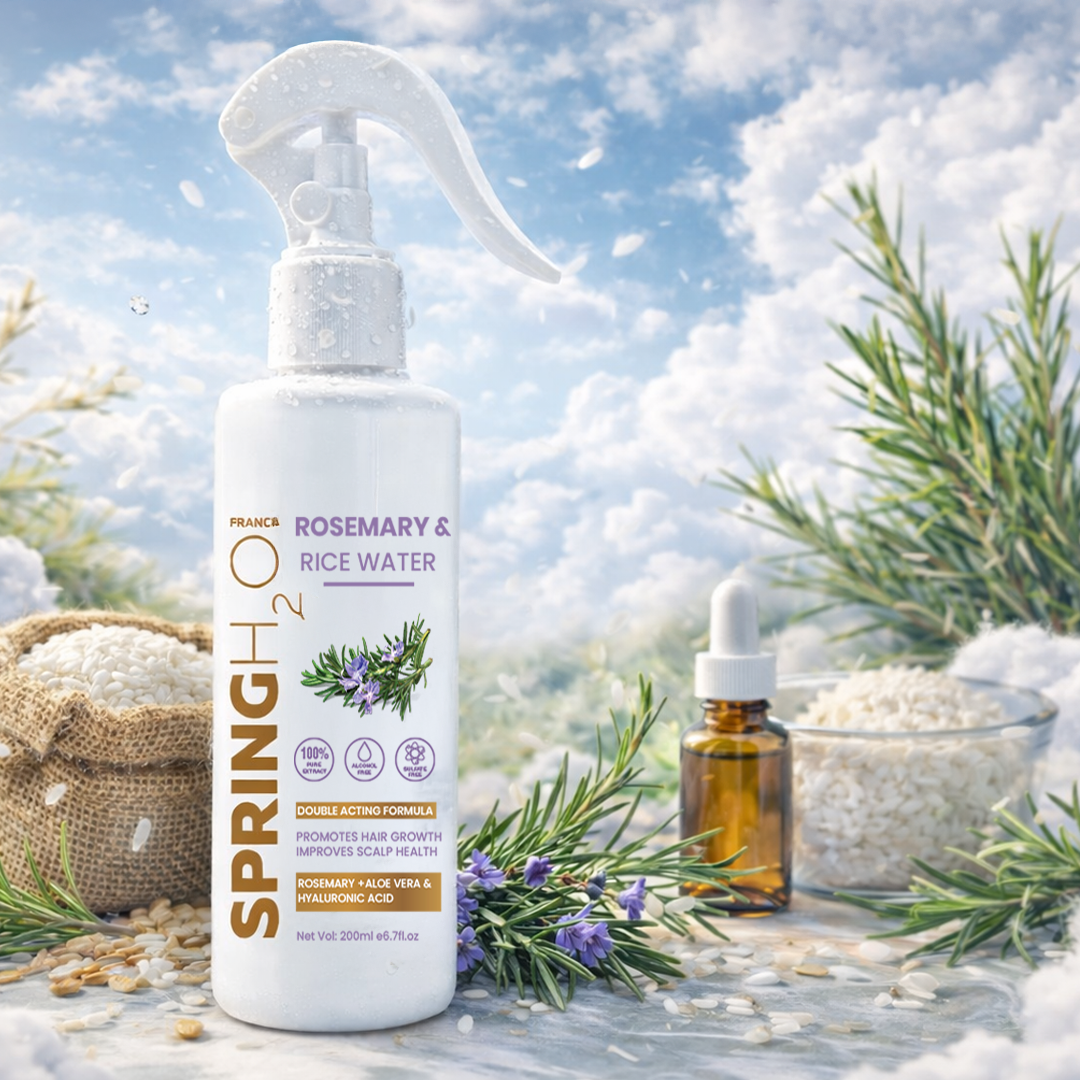 SPRING H2O Rosemary & Rice Water Hair Spray for Hair Re-Growth, Reduce Hair Fall (200 ml)