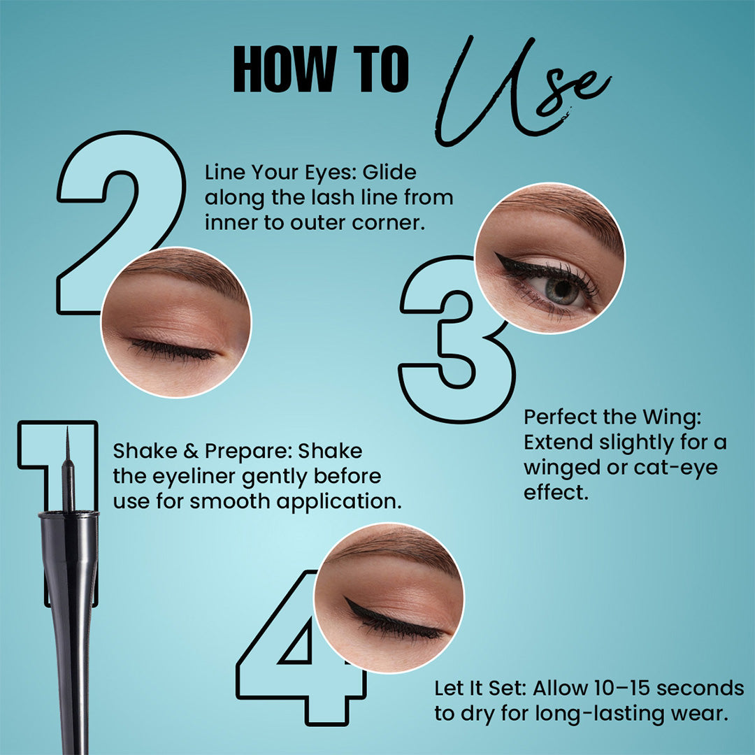 SPRING H2O Velvet Shine Eyeliner Last Upto 24 Hrs, Intense Black Smudgeproof & Waterproof 4 ml