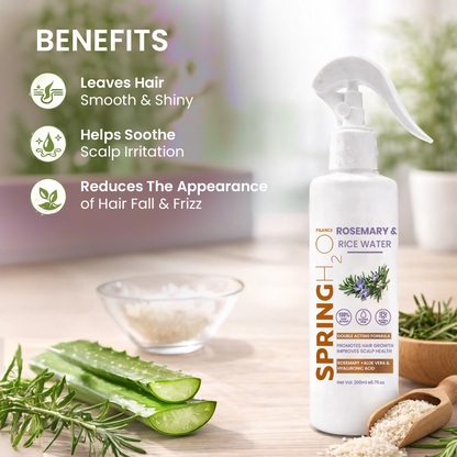 SPRING H2O Rosemary & Rice Water Hair Spray for Hair Re-Growth, Reduce Hair Fall (200 ml)