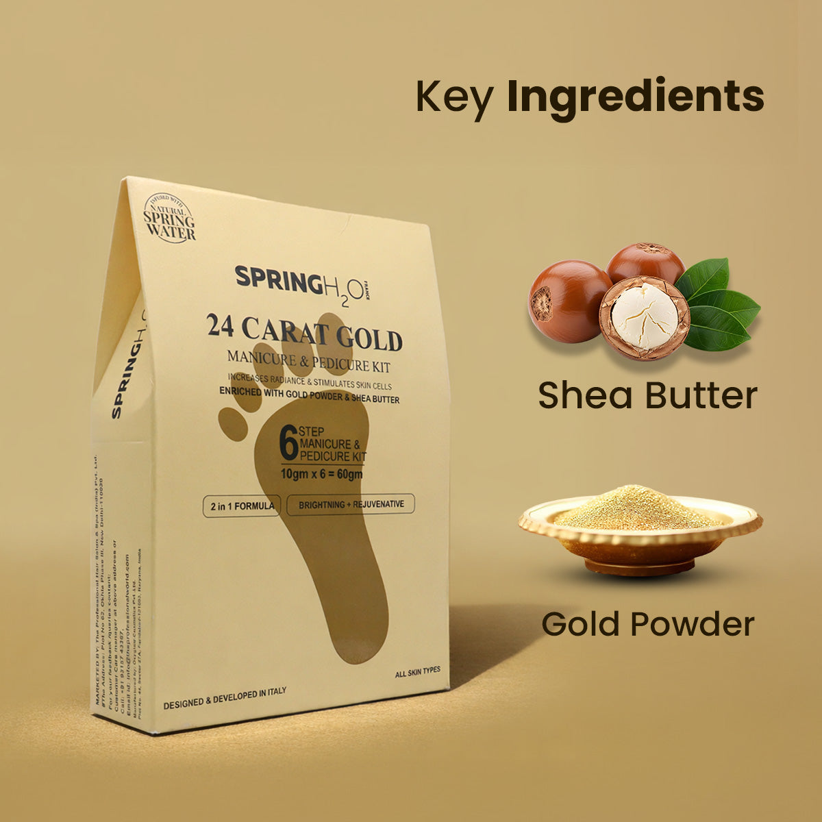 SPRING H2O 24 Carat Gold Manicure & Pedicure Kit Increase Radiance and Stimulates skin cells