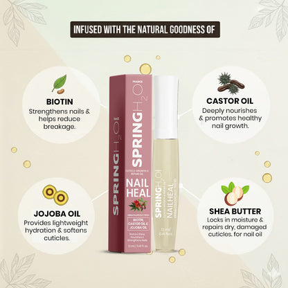 SPRING H2O Nail heal for Cuticle Growth and Repair Oil | Healthier & Faster Nail Growth Oil 12 ml
