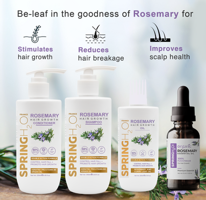 Spring H2O Rosemary Hair Care Combo – Shampoo, Conditioner & Hair Oil