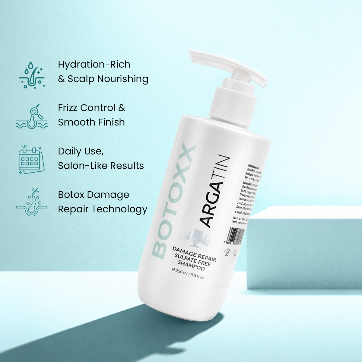 Argatin Damage Repair Sulfate-Free Shampoo and Conditioner Combo (Shampoo 250ml +Conditioner 250ml)