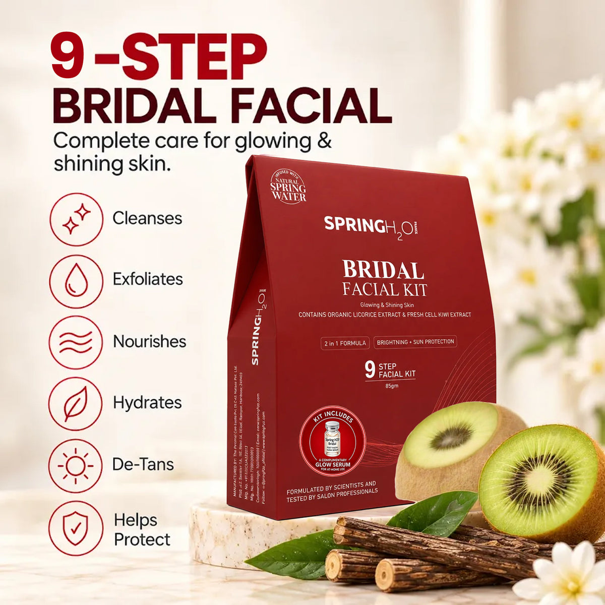 SPRING H2O Bridal Facial Kit with Manicure & Pedicure Kit Combo for Glowing & Radiant Skin | Complete Pre-Bridal Beauty Care Kit