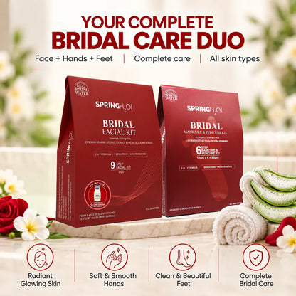 SPRING H2O Bridal Facial Kit with Manicure & Pedicure Kit Combo for Glowing & Radiant Skin | Complete Pre-Bridal Beauty Care Kit
