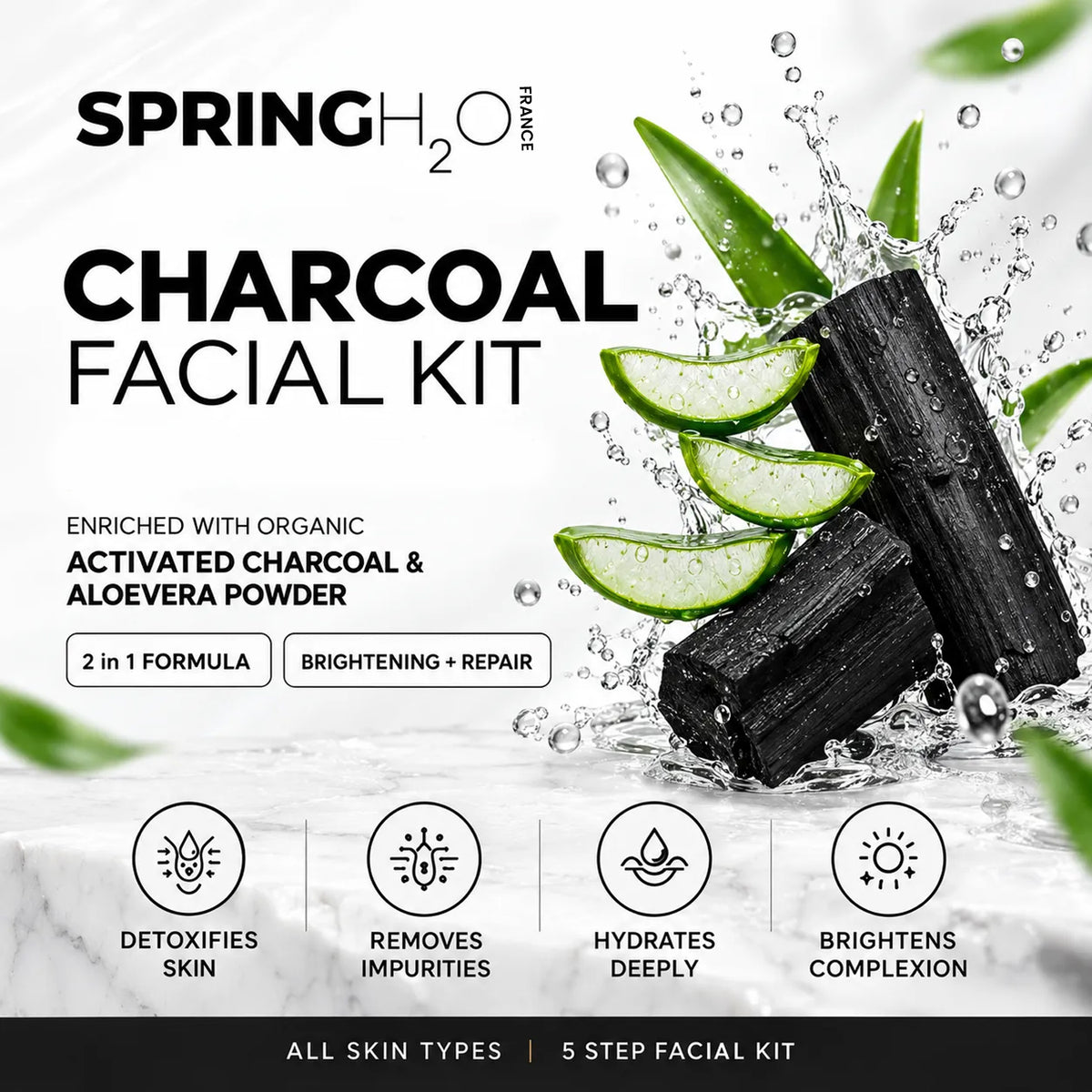 SpringH2O Charcoal Facial Kit for facial skincare