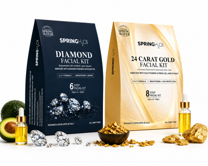 SPRING H2O 24 Carat Gold Facial Kit + Diamond Facial Kit For Anti Acne, Repair, Brightening & Glowing Skin Combo (2 Items in the set)
