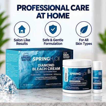 Spring H2O Diamond Bleach Cream for professional care at home with salon-like results and a gentle formula for all skin types