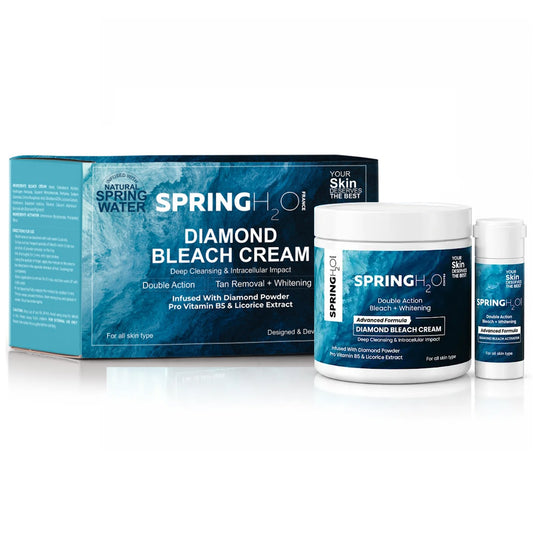 Spring H2O Diamond Bleach Cream for tan removal and skin brightening with Diamond Powder, Pro Vitamin B5 and Licorice Extract
