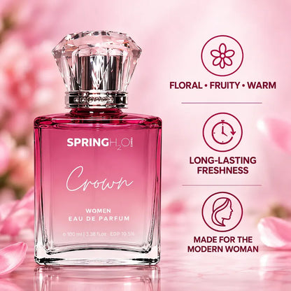 Spring H2O Crown Women Eau de Parfum 100ml with elegant feminine fragrance, premium bottle design and long-lasting scent