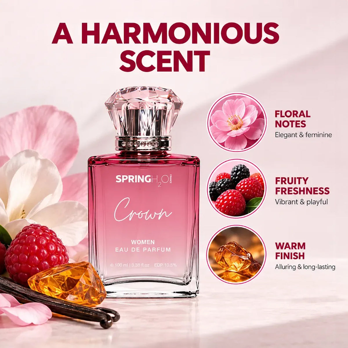 Spring H2O Crown Women Eau de Parfum 100ml premium women's perfume with elegant fragrance and stylish crown-shaped packaging