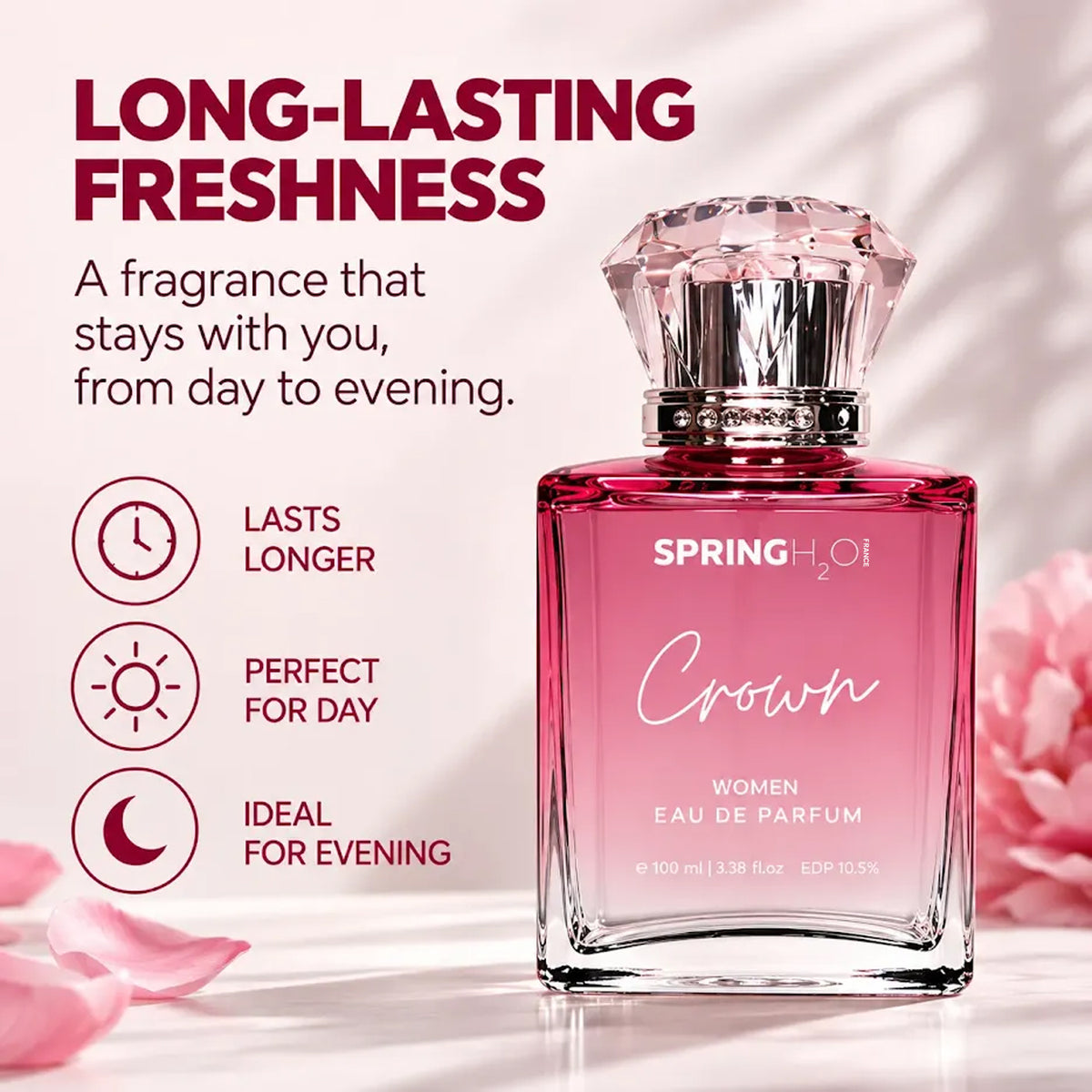 Spring H2O Crown Women Eau de Parfum 100ml with sophisticated fragrance notes designed for an elegant and refreshing scent