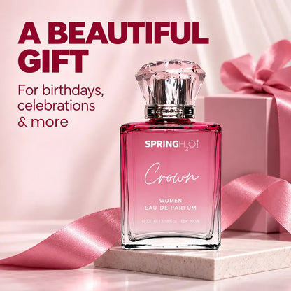 Spring H2O Crown Women Eau de Parfum 100ml with elegant floral fragrance in a premium crown-shaped perfume bottle for women